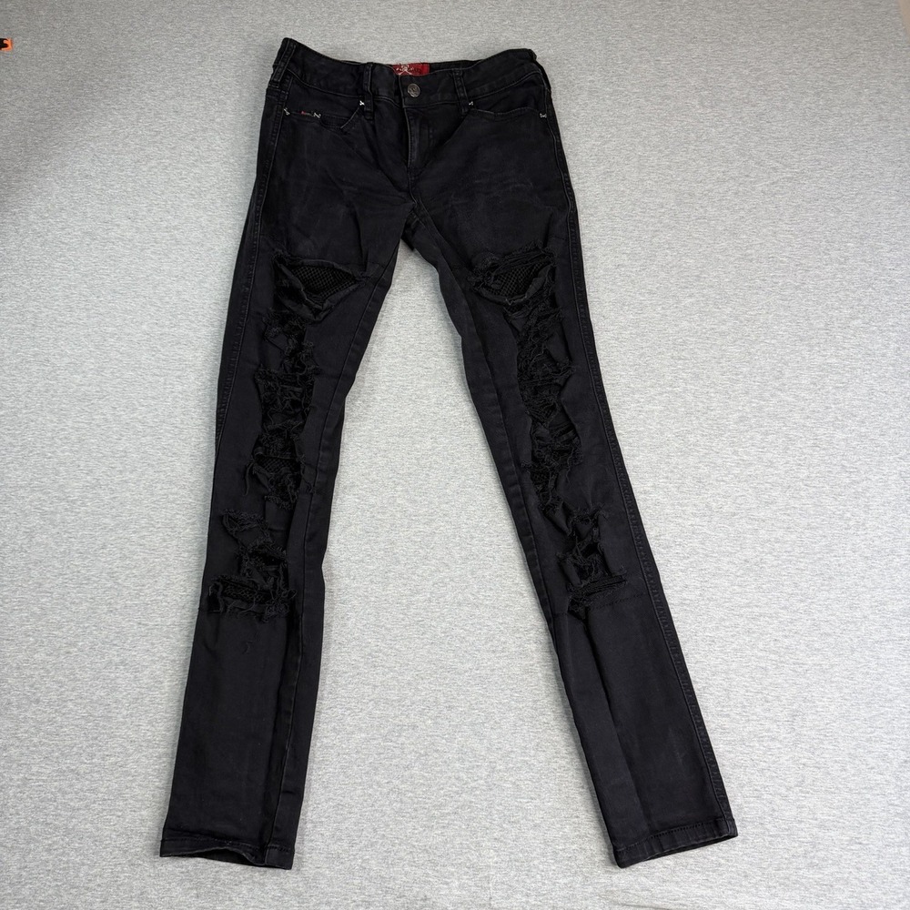 Royal Bones Women's Daang Goodman Distressed Skinny Jeans Size 7 Goth Emo Punk